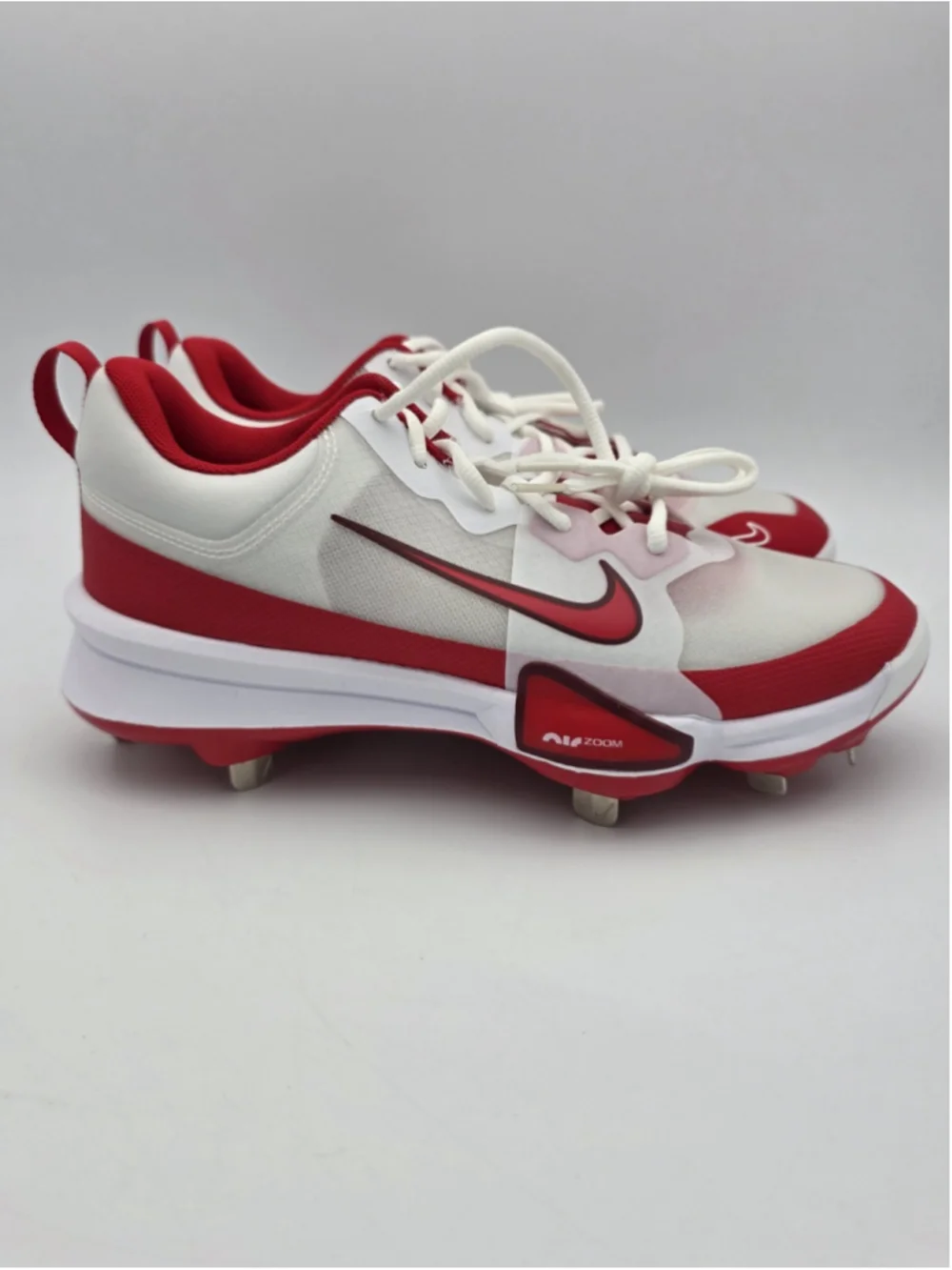 Nike Force Zoom Trout 9 Pro Metal Baseball Cleats White-Red Sz 8 FB2907-104